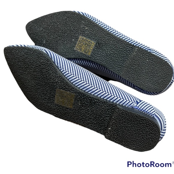 French Blu Halo Navy Blue Herringbone Pointy Flats Size 8 - Picture 6 of 6